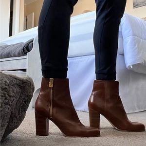 Leather ankle boots booties heels
